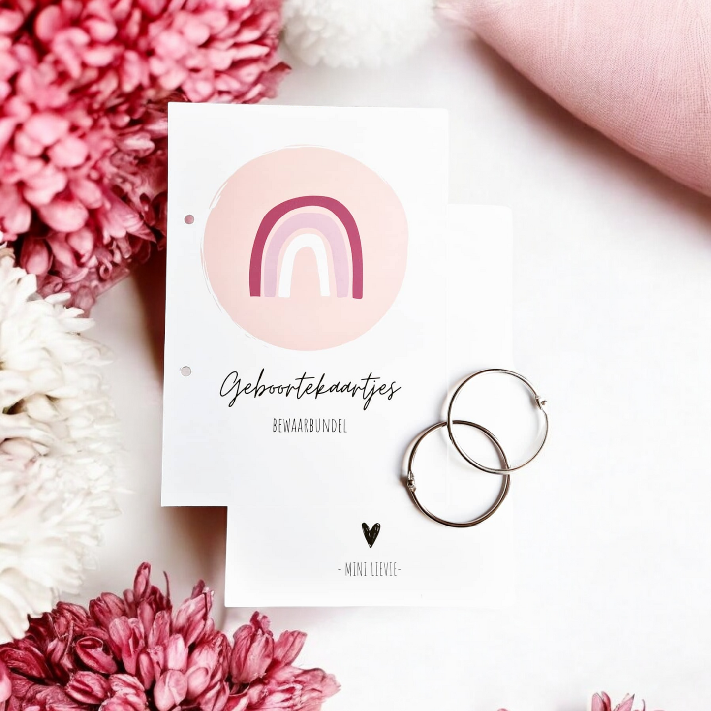 Bewaarbundel geboortekaartjes roze