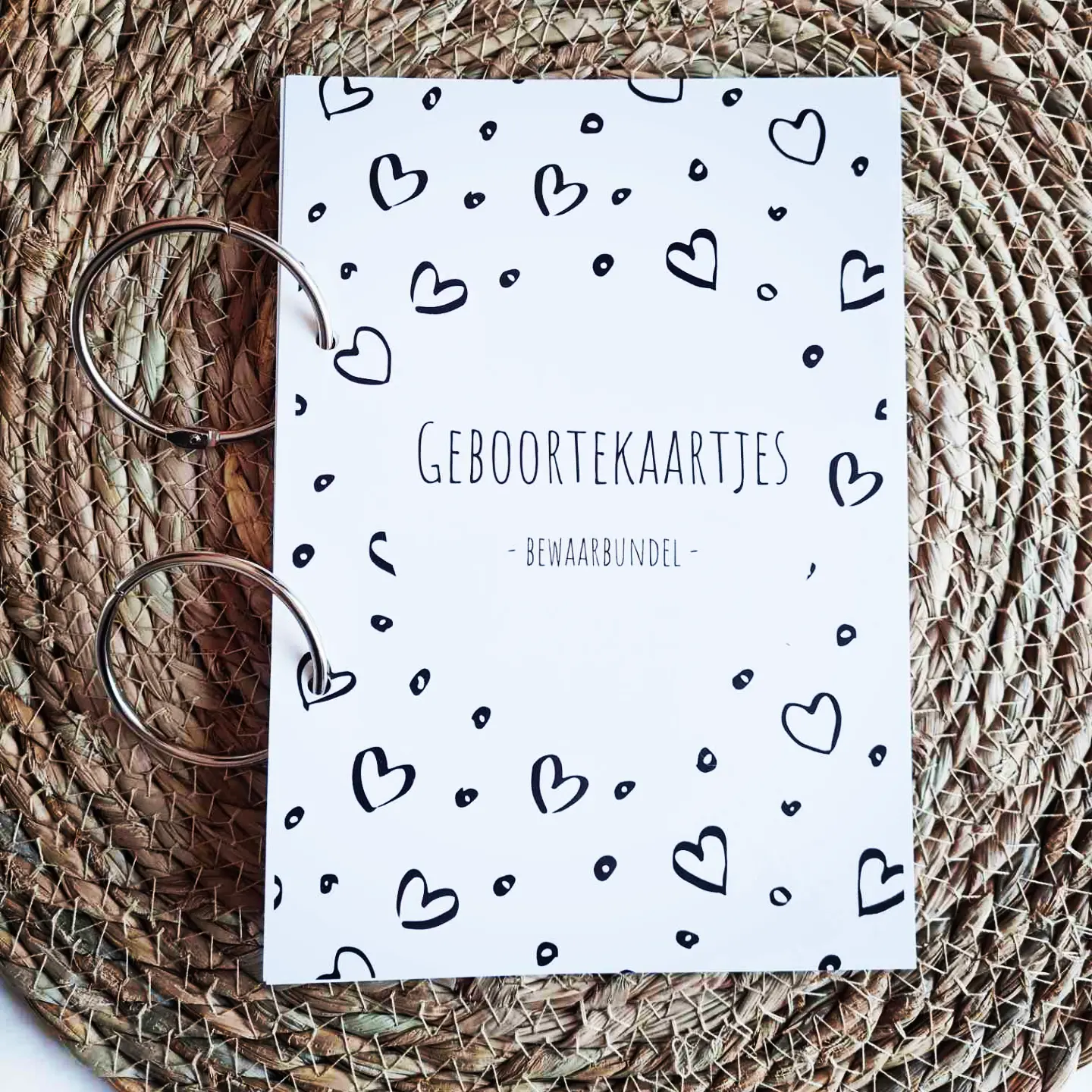 Bewaarbundel geboortekaartjes - Hartjes